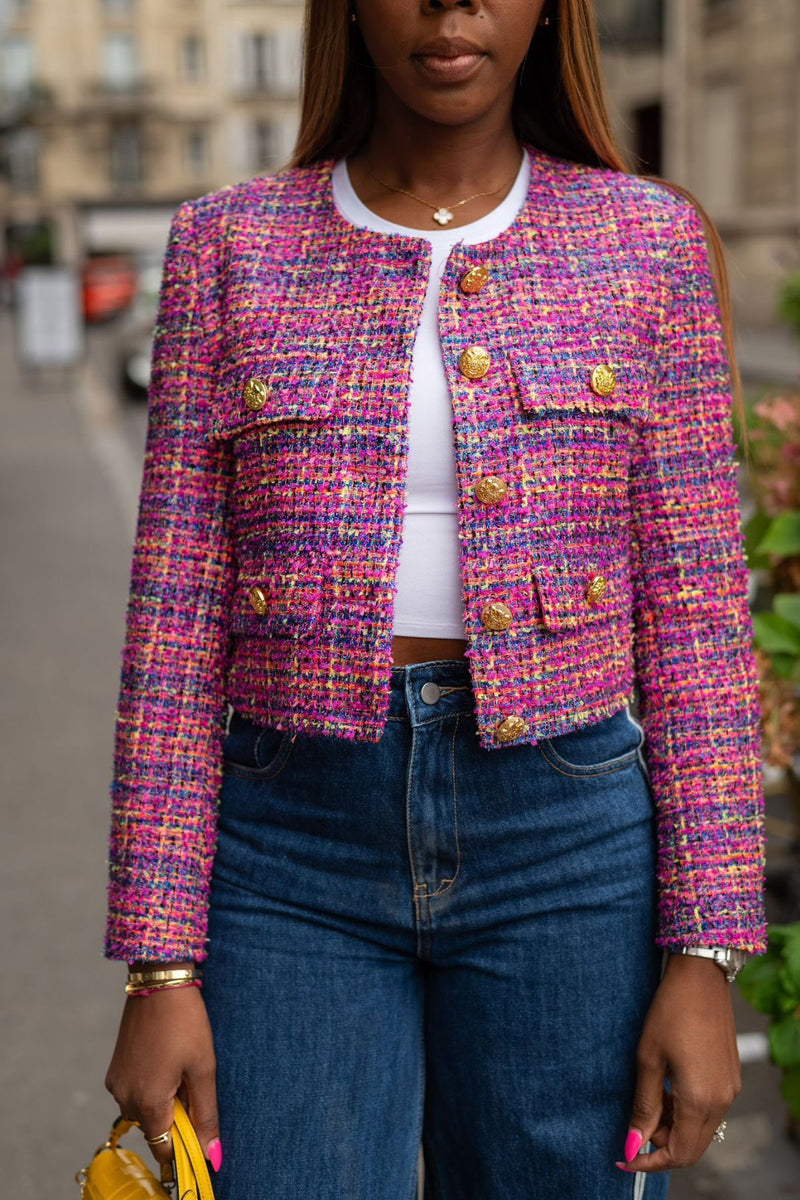 "Rosalie" Pink Tweed Jacket