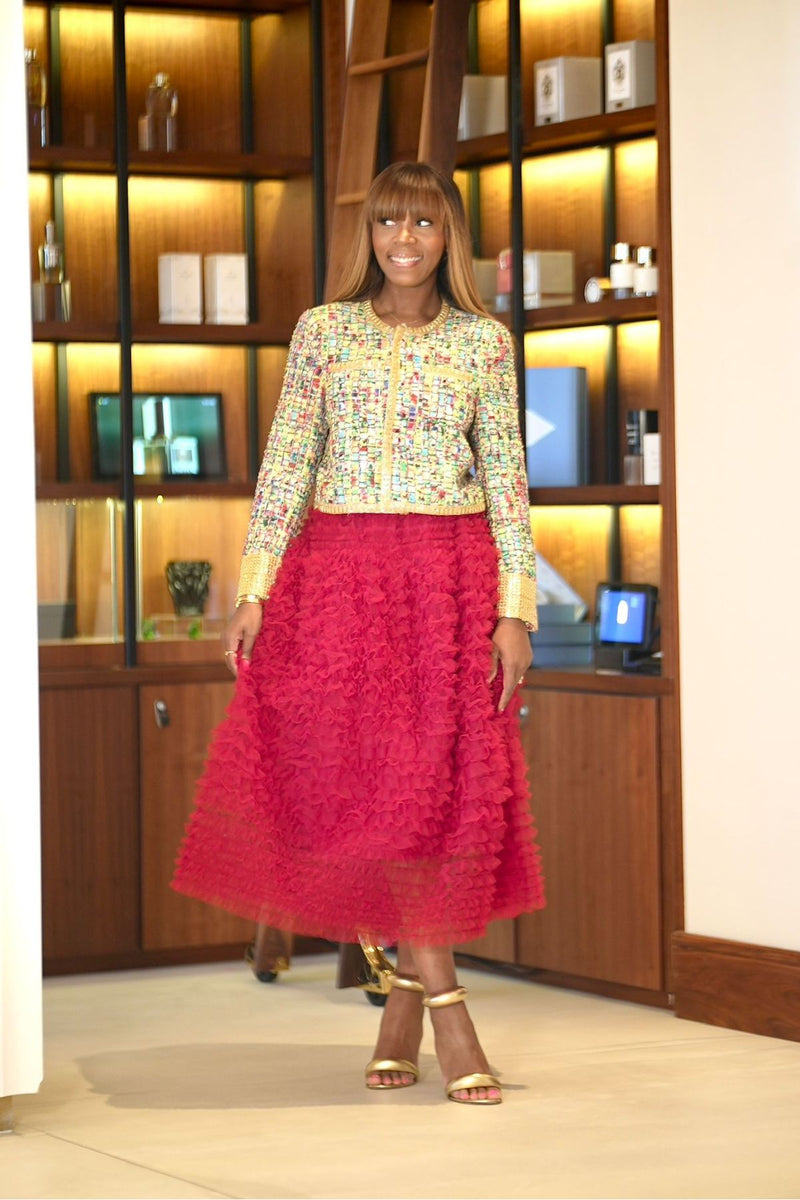 "Stephanie" Red Tulle Tiered Skirt