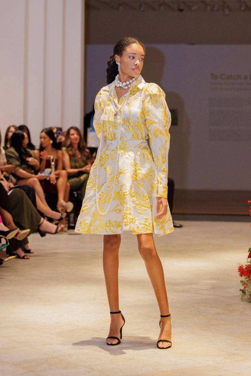 "Clarise" White and Gold Skirt Set