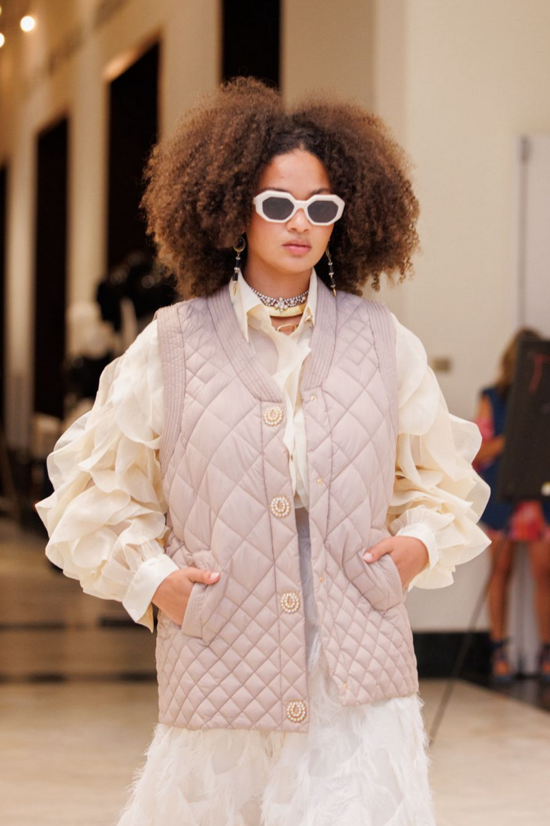 "Maline" Parisian Jeweled Puffer Vest