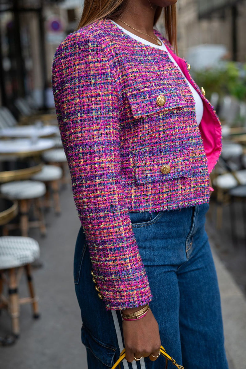 "Rosalie" Pink Tweed Jacket