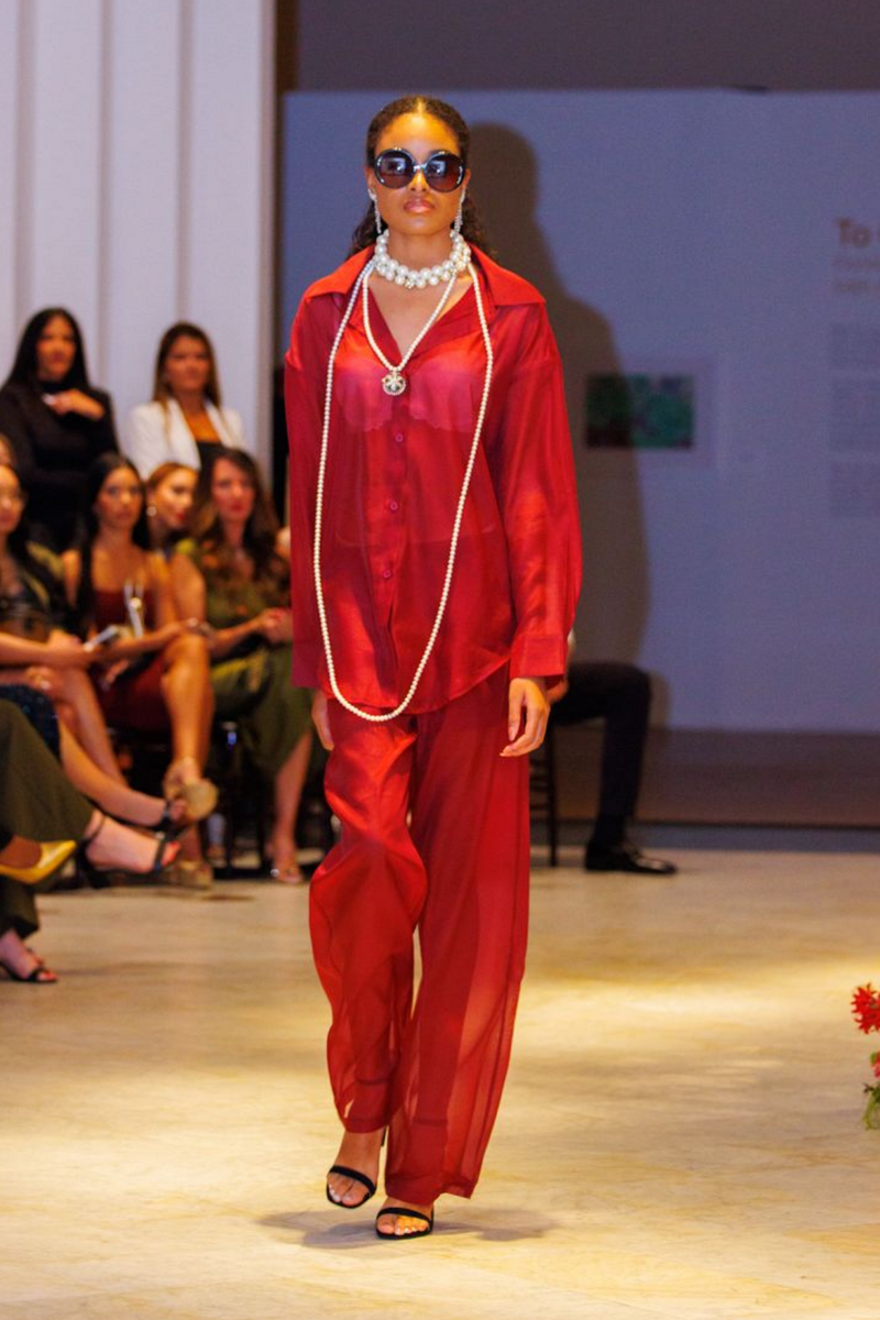 "Ayana" Burgundy Pants Set