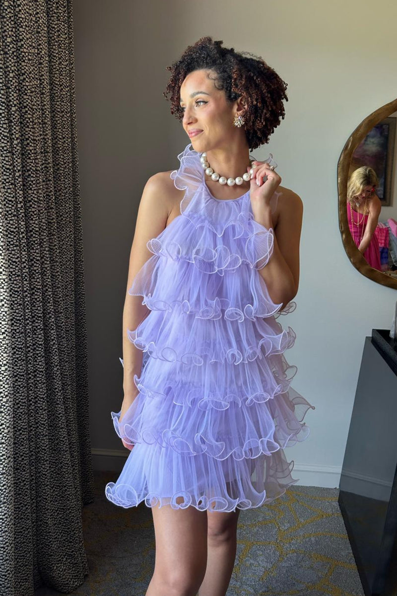 "Sarah" Lavender Ruffle Dress