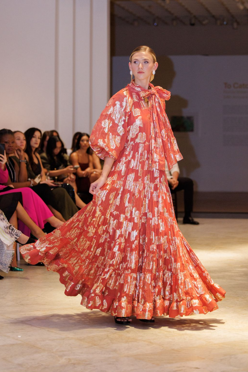 "Carolina" Parisian Gold Pattern Dress