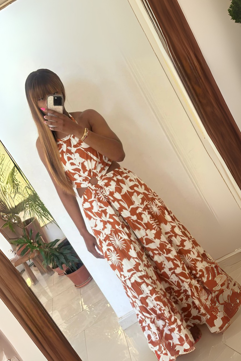 "Brune" Leaf Maxi Dress