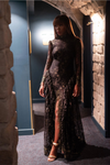 "Sophie" Parisian Black And Gold Lace Gown