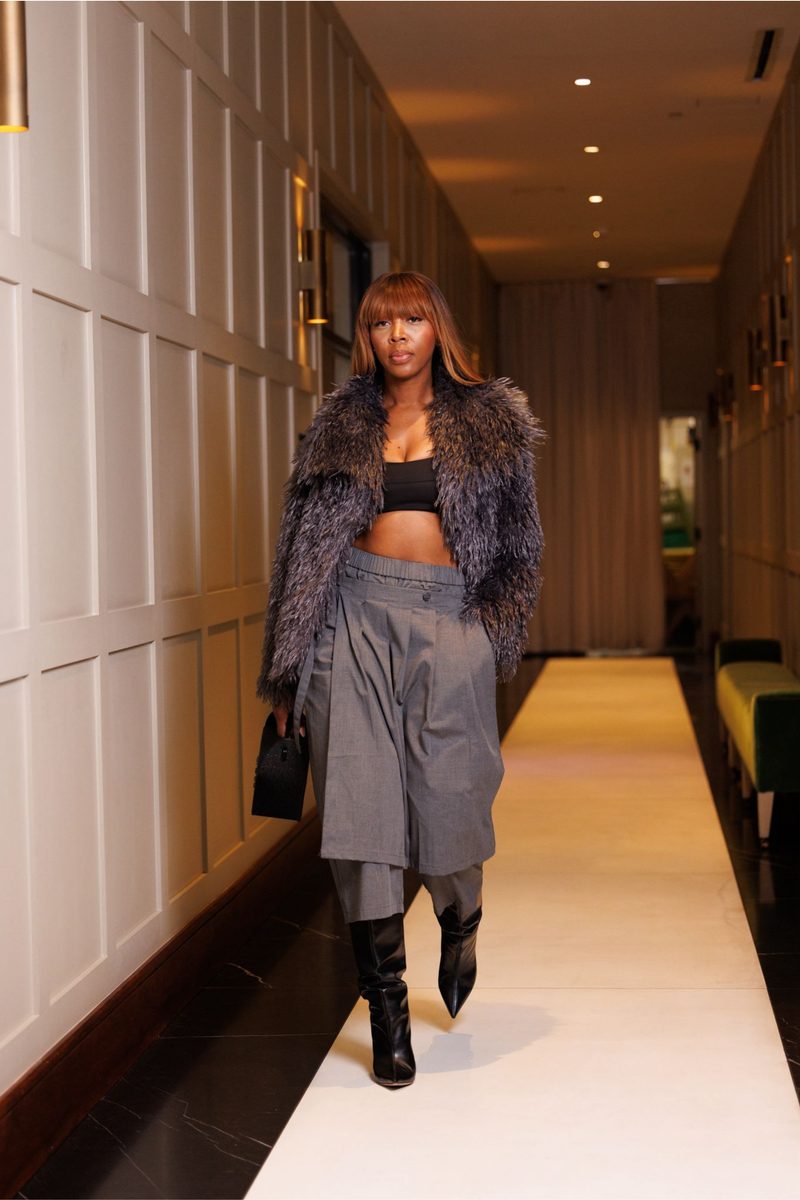 "Gabrielle" Parisian Smokey Grey Shaggy Jacket