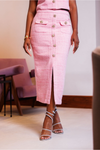 "Elle" Pink Tweed Skirt Set