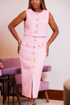 "Elle" Pink Tweed Skirt Set