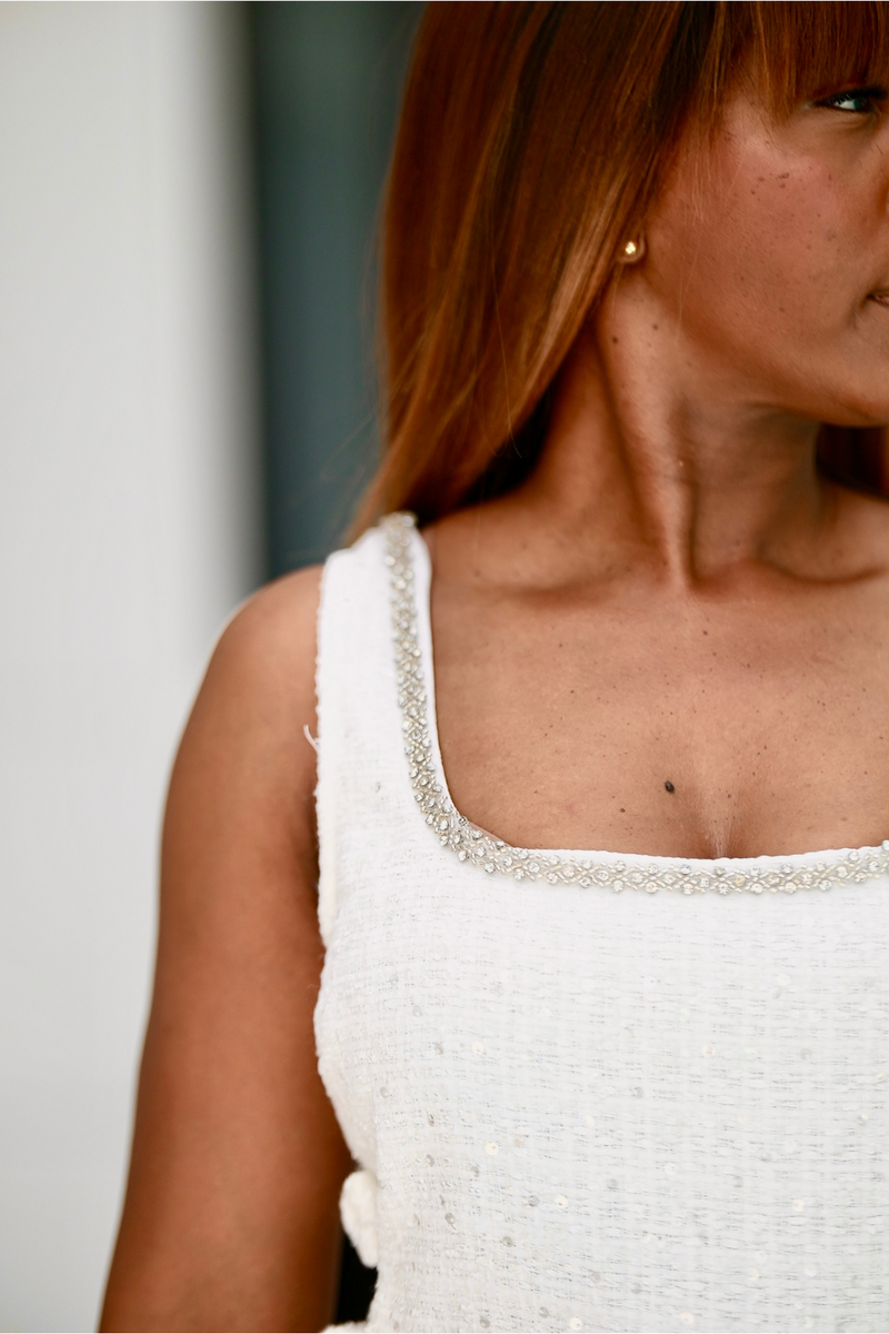 White Tweed Dress Melanie