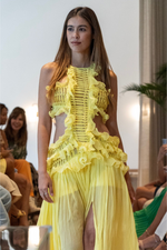 "Anaïs" Parisian Yellow Cut Out Dress