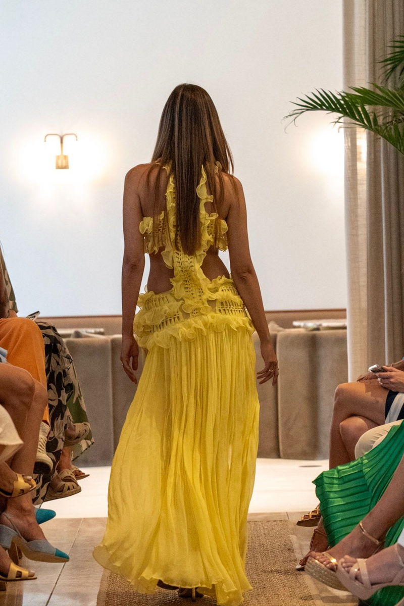 "Anaïs" Parisian Yellow Cut Out Dress