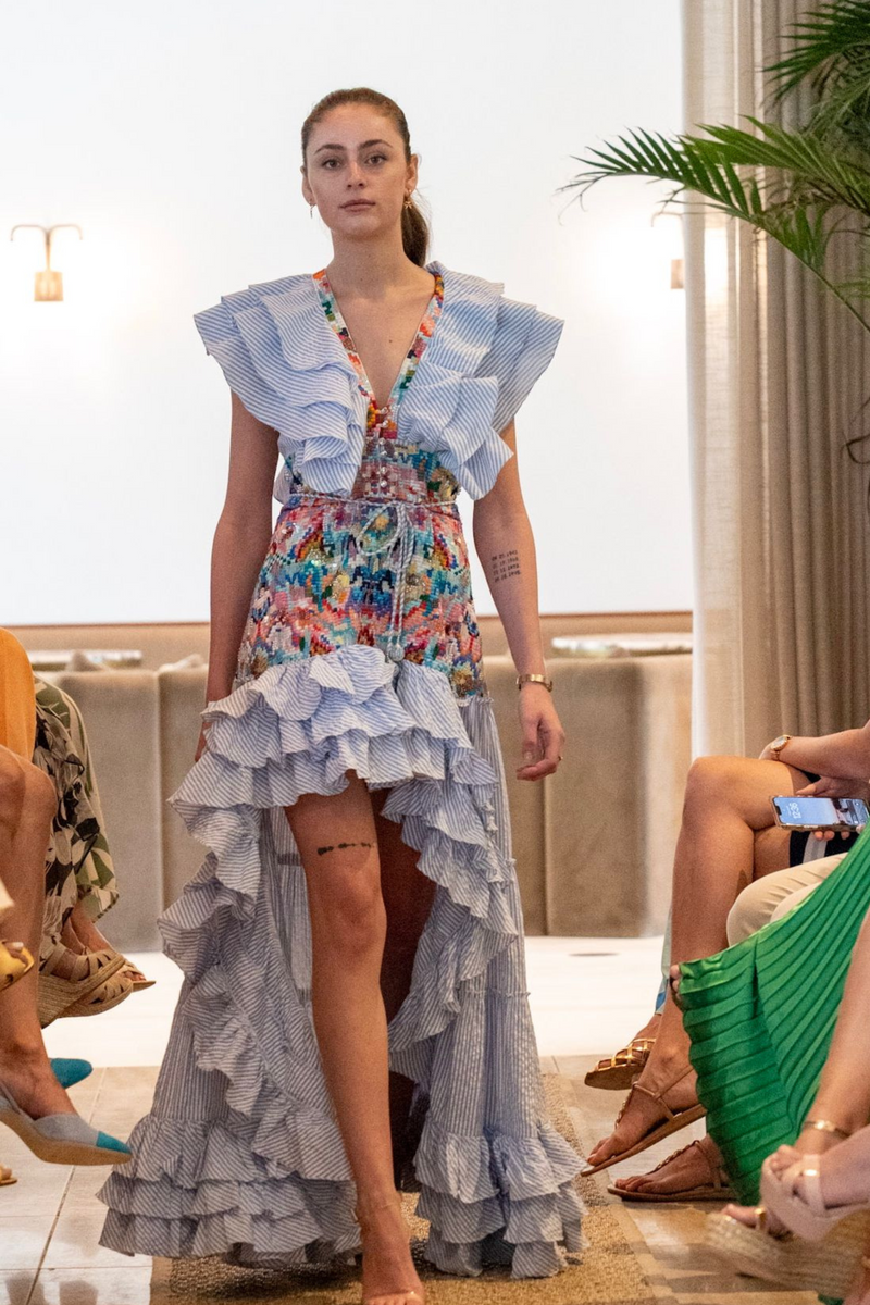"Milana" Seersucker Beaded Dress