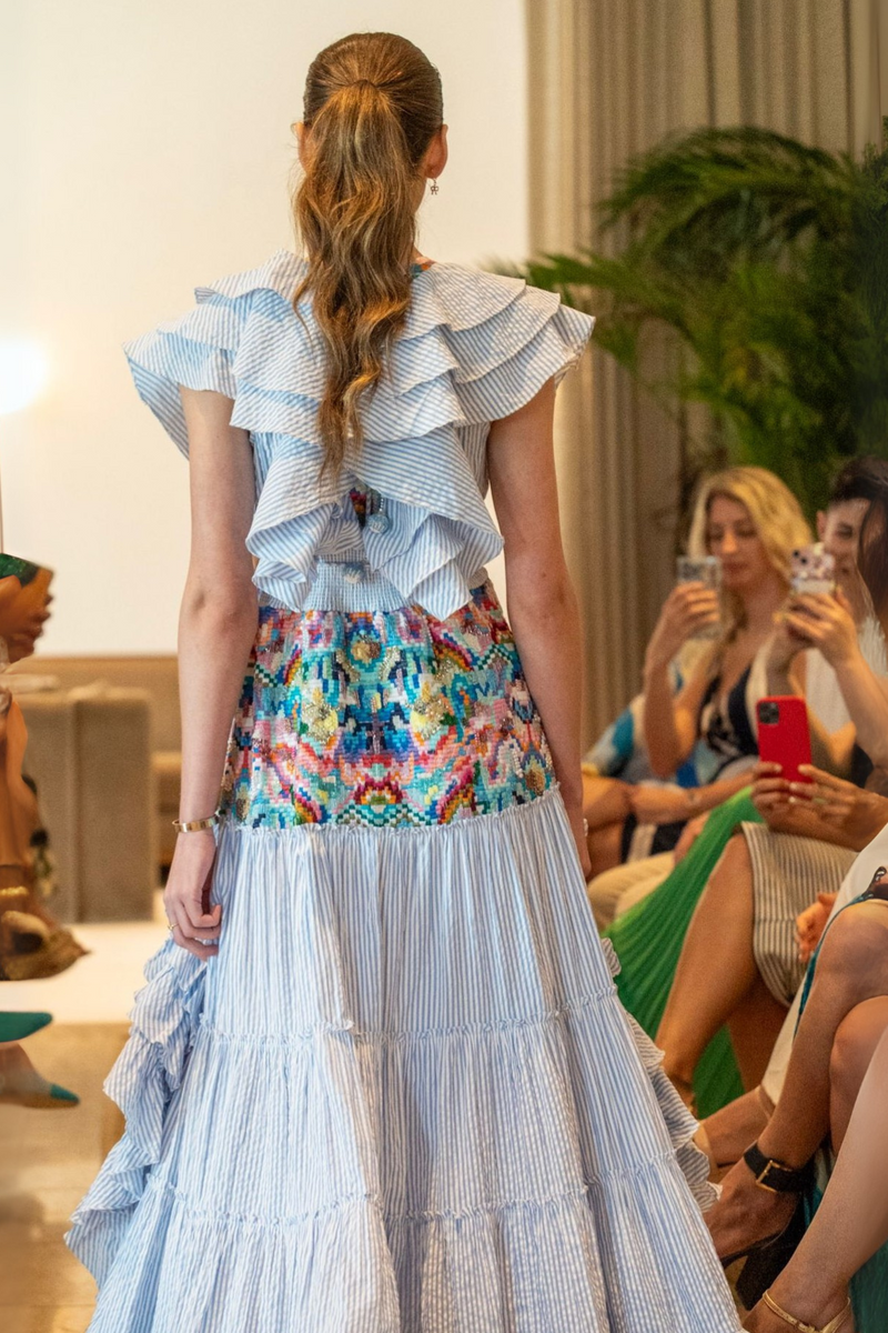 "Milana" Seersucker Beaded Dress