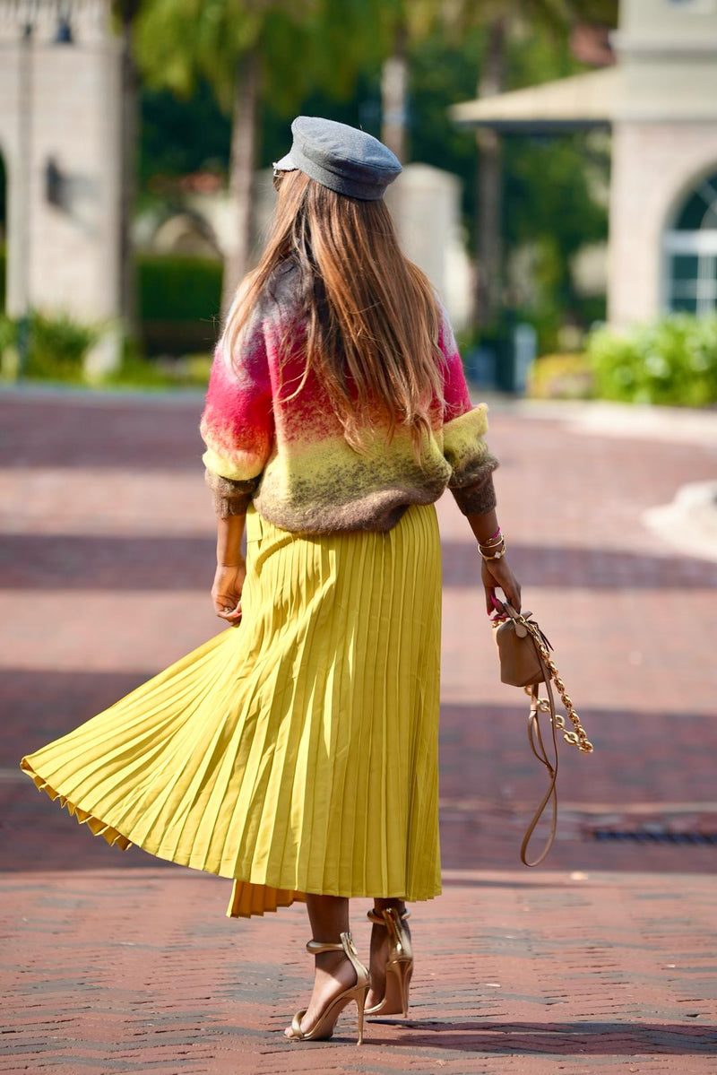 "Margarita" Yellow Pleated Wrap Skirt