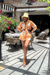 "Samira" Orange and White Short Set
